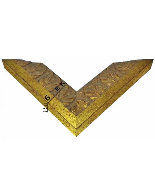 Ξύλινη κορνίζα 6 εκ. χρυσή σκαλιστά φύλλα 184-248-100